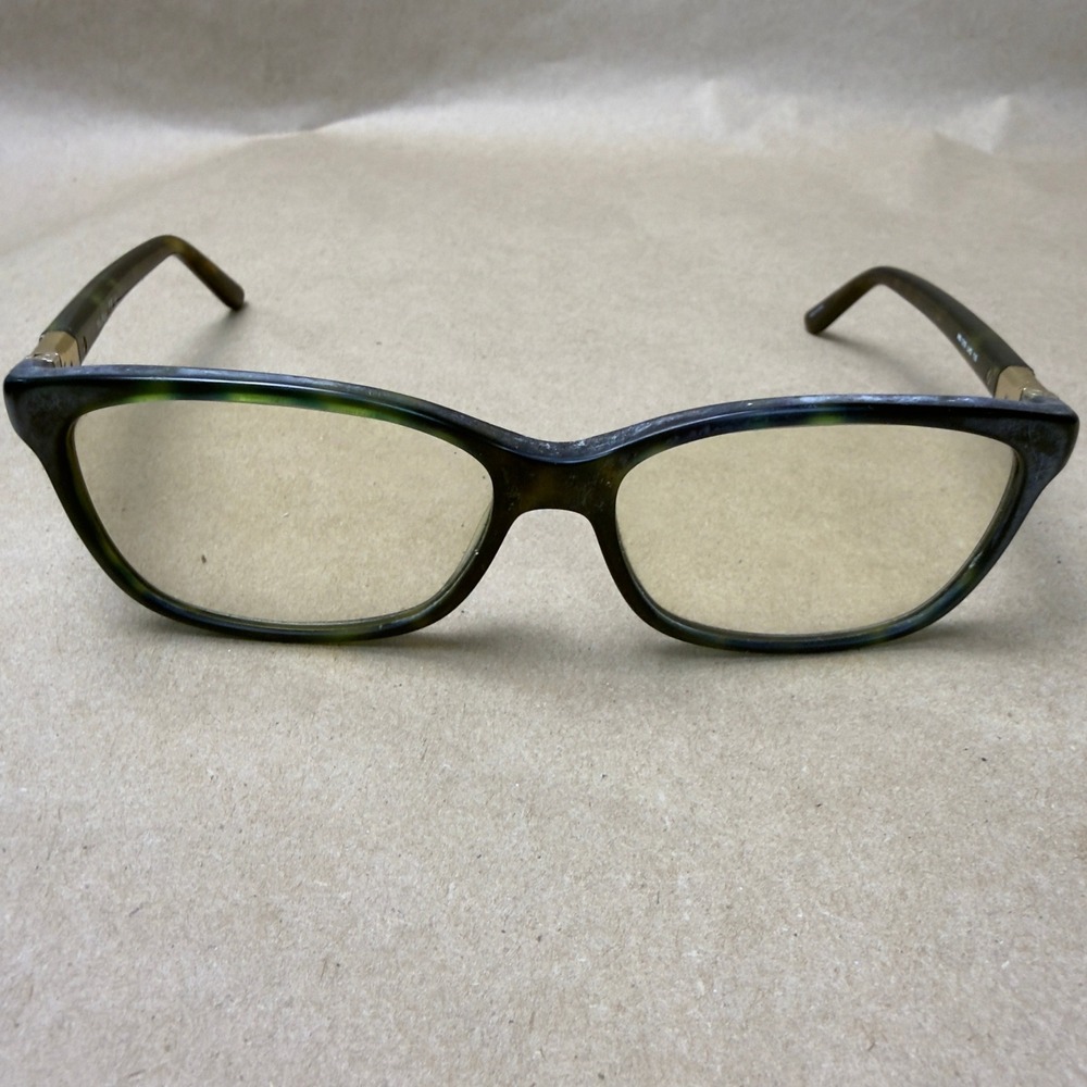 Max Mara‎ MM 1219 Tortoise Green Rectangle Eyeglasses Frames Womens Gold Logo